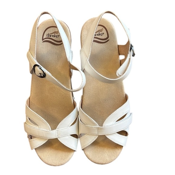 Dansko Season White Leather Adjustable Buckle Platform Sandals US 10.5-11/EU 41 - Picture 4 of 16